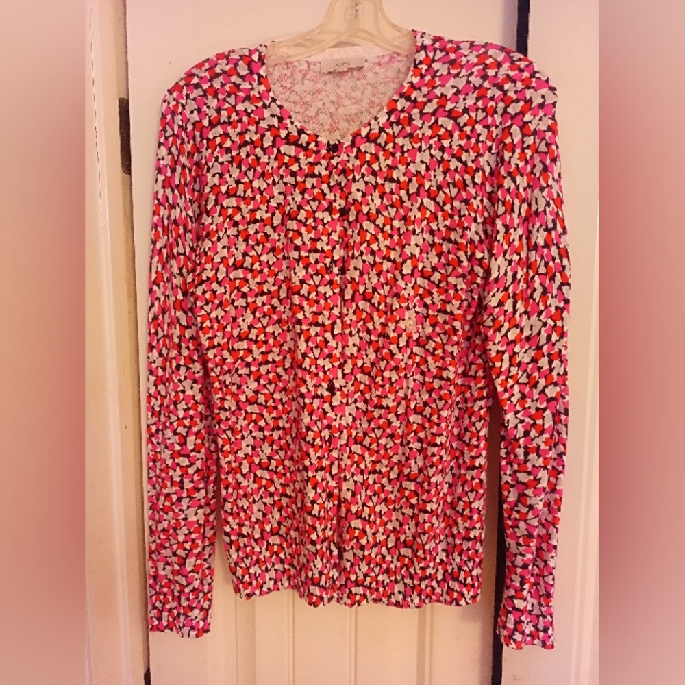 LOFT heart pattern cardigan